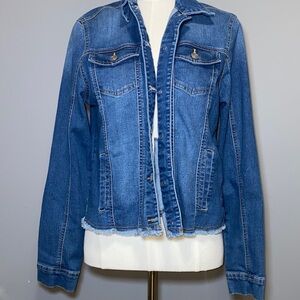 Baccini Blue Jean Jacket with Frayed Hem